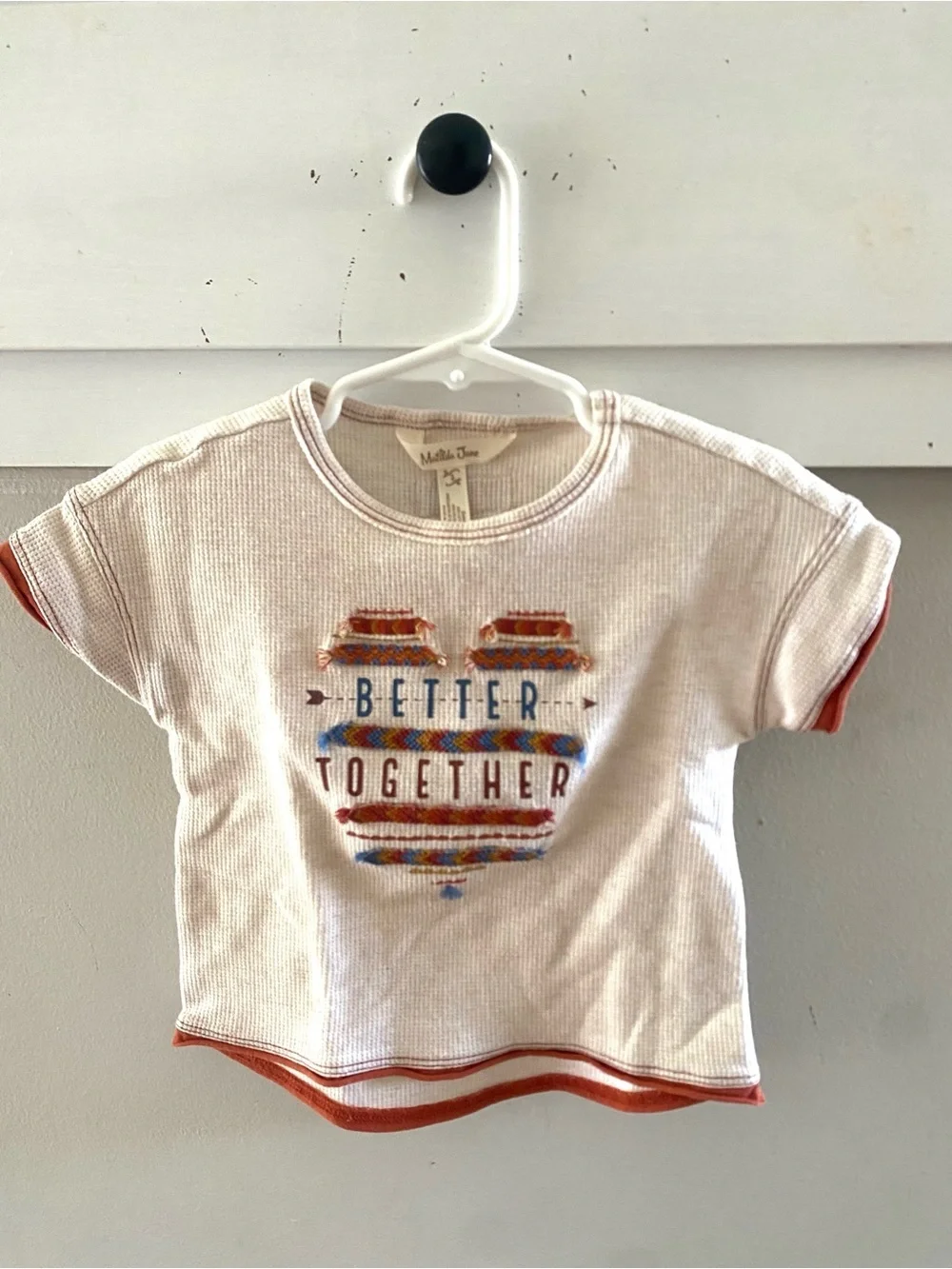 Matilda Jane Better Together Embroidered Waffle Tee T-Shirt Size 2